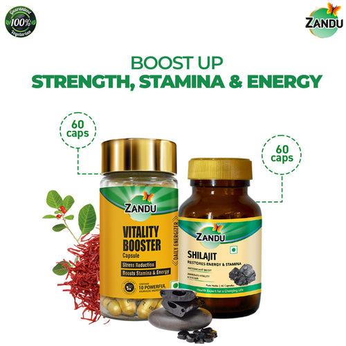 Zandu Vitality Booster Capsule (60 Caps) + Shilajit (60 Caps)