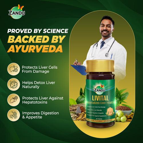 Livital Ayurvedic Liver Tablet for Fatty Liver, Detox & Digestion | Visible Results in 2 Months (90 Tablets)