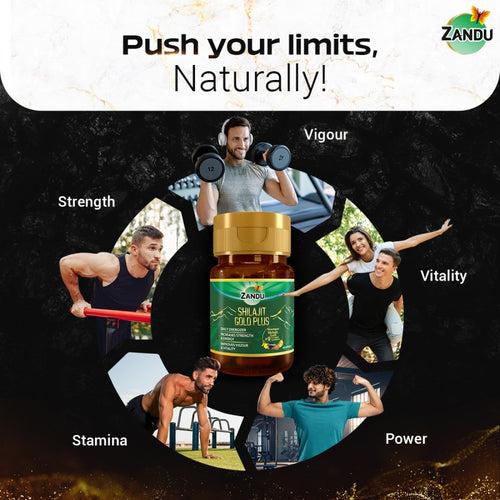 Zandu Shilajit Gold Plus for 2X Strength, Stamina, Vigour, Vitality & Power (20 Caps)