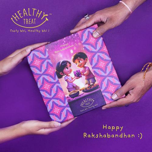 Healthy Rakhi Delights Rakhi Gift Hamper | Pack of 4 snacks, 1 Pair Rakhi, 1 Roli chawal, 4 Stickers