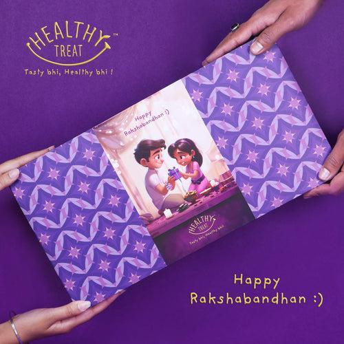 Wholesome Rakhi Gift Hamper | Pack of 9 snacks, 1 Pair Rakhi, 1 Roli chawal, 4 Stickers