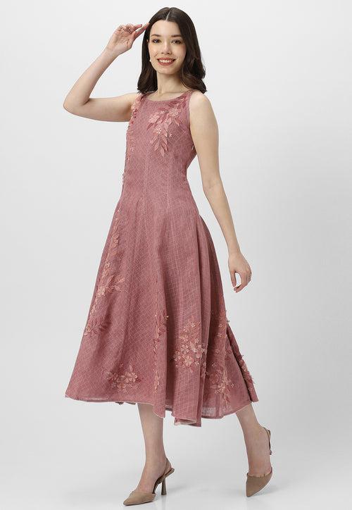 Floral Fold Godet Dress