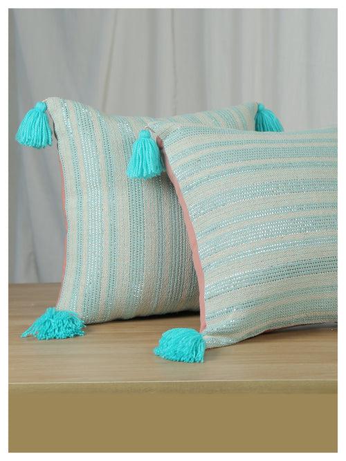 Sunlit Stripes Cushion - Aqua - Set of 2