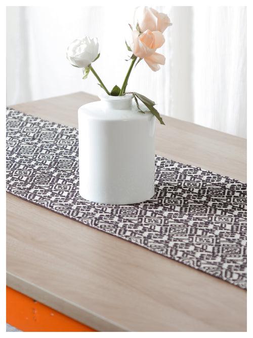 Black & White Table Runner with Tassels