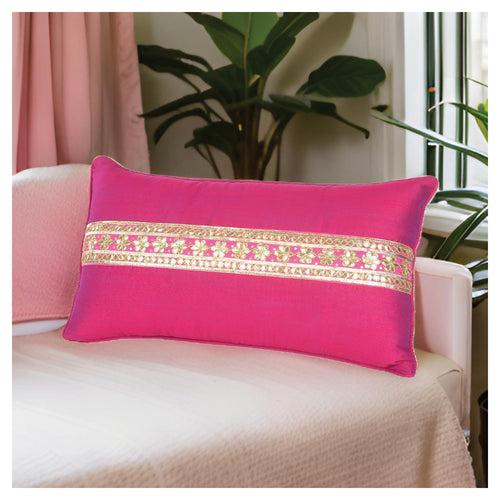 Festive Cushion with Gota Embroidery - Deep Pink