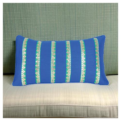 Festive Cushion with Gota Embroidery - Blue & Green