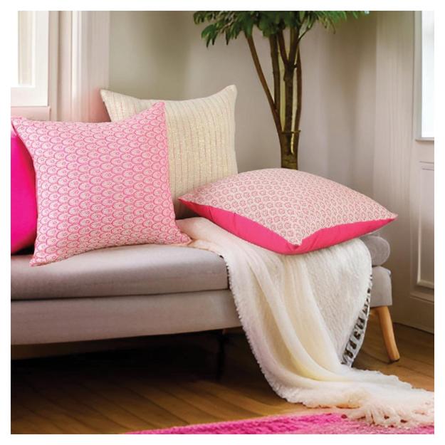 Pink & Gold Cushions - Set of 3