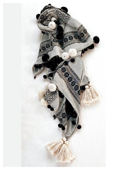 Embellished Cotton Stole - Grey