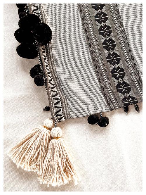 Embellished Cotton Stole - Grey