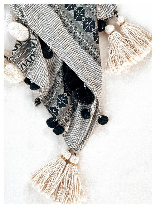 Embellished Cotton Stole - Grey