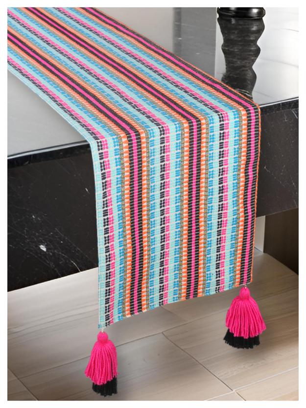 Vivid Turq Table Runner with Tassels