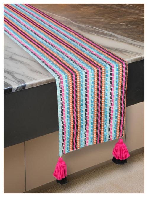 Vivid Turq Table Runner with Tassels