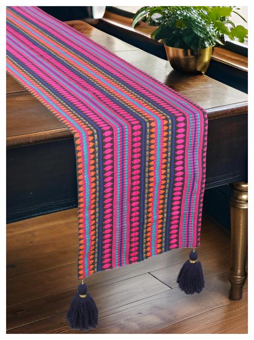 Navy and Hot Pink Table Runner with Tassels