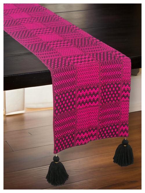 Fuchsia and Black Patterned Table Runner