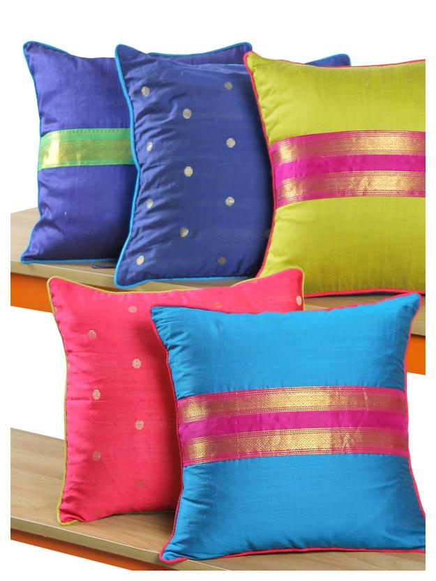 Festive Sari Cushions - Set of 5