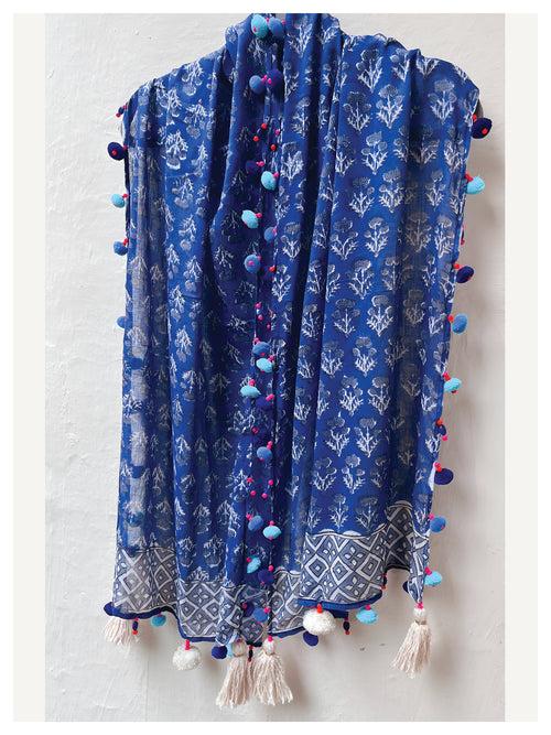 Peppy Cotton Stole - Blue