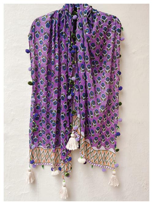 Peppy Cotton Stole - Purple