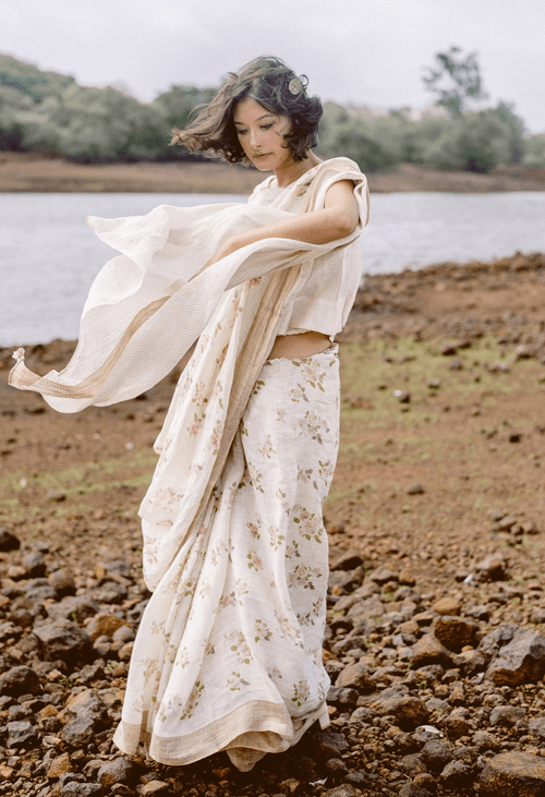Desi Gulaab Linen Sari
