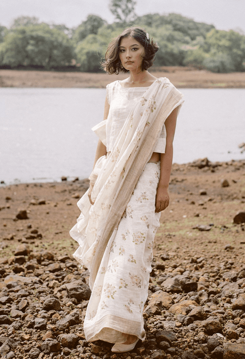 Desi Gulaab Linen Sari