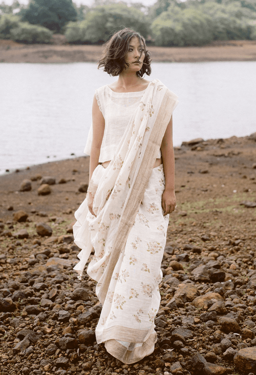 Desi Gulaab Linen Sari