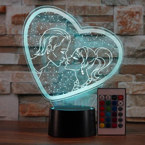 3D Hologram Illusion Couple Kissing Color Changing Night Light Lamp
