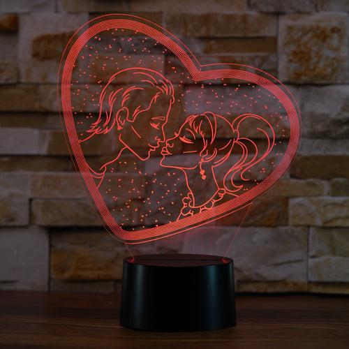 3D Hologram Illusion Couple Kissing Color Changing Night Light Lamp