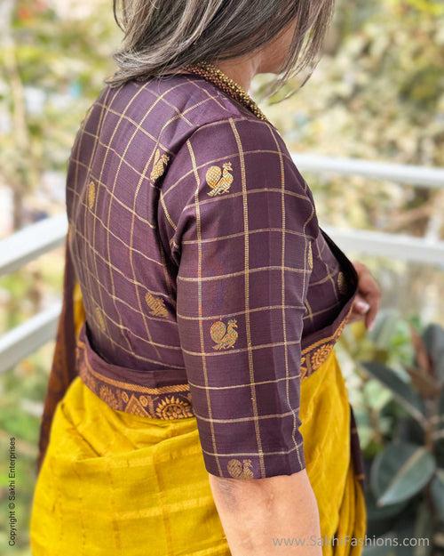 EE-X00491 Mustard Madurai Cotton Sari