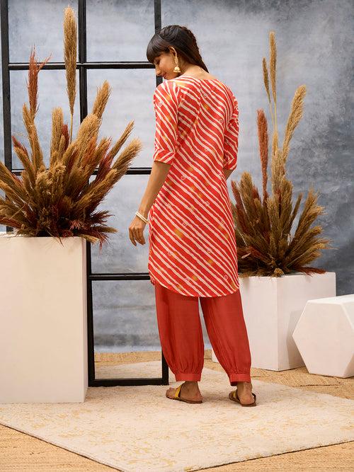 Coral Kurta Set - Women Chanderi Silk Comfort Kurta Set - Zola