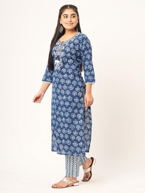 Buy NavyBlue Comfort Fit Cotton Suit Set for Women Online - Zola