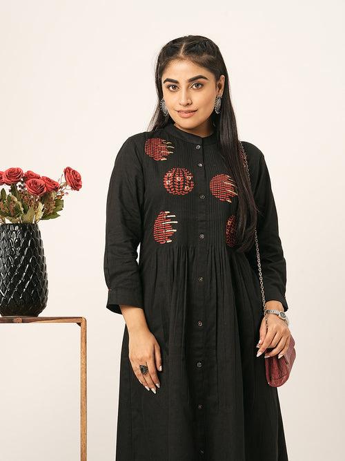 Black Comfort Fit Cotton Kurta for Women Online in India - Zola