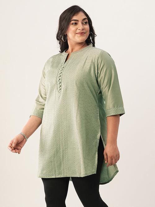 Olive Ethnic Wear Chanderi Silk Straight Tunics for Ladies - Zola