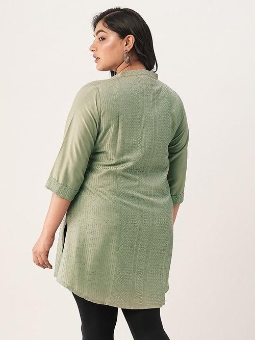 Olive Ethnic Wear Chanderi Silk Straight Tunics for Ladies - Zola