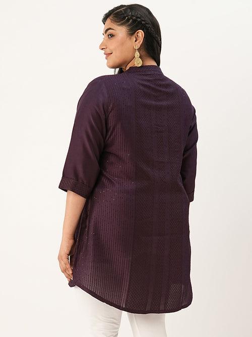 Wine Ethnic Wear Chanderi Silk Straight Tunics for Ladies - Zola