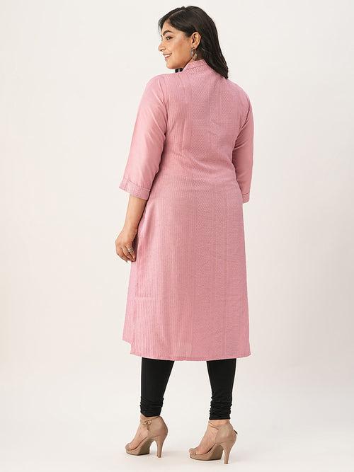 Comfort Fit Pink Chanderi Silk Kurta for Women Online - Zola