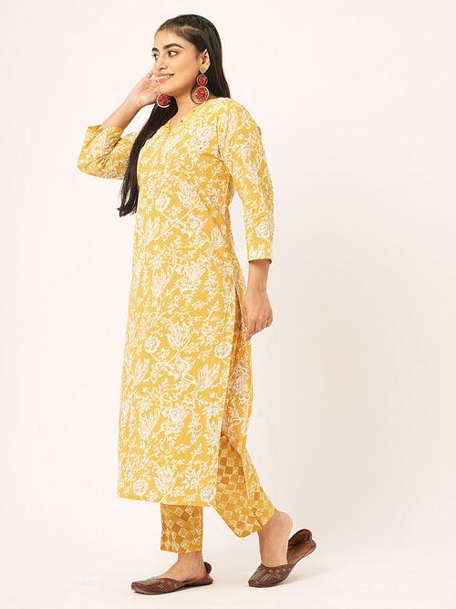 Buy Comfort Fit Mustard Cotton Suit Set for Women Online - Zola