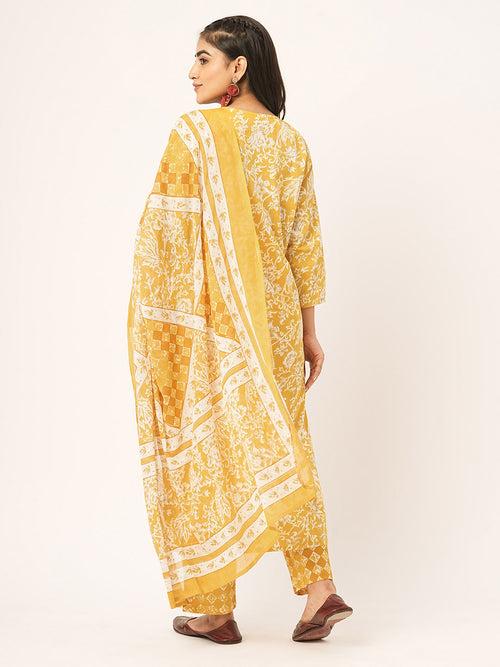 Buy Comfort Fit Mustard Cotton Suit Set for Women Online - Zola