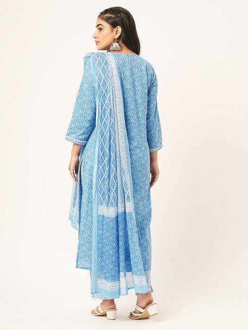 Buy Comfort Fit Blue Cotton Suit Set for Women Online - Zola