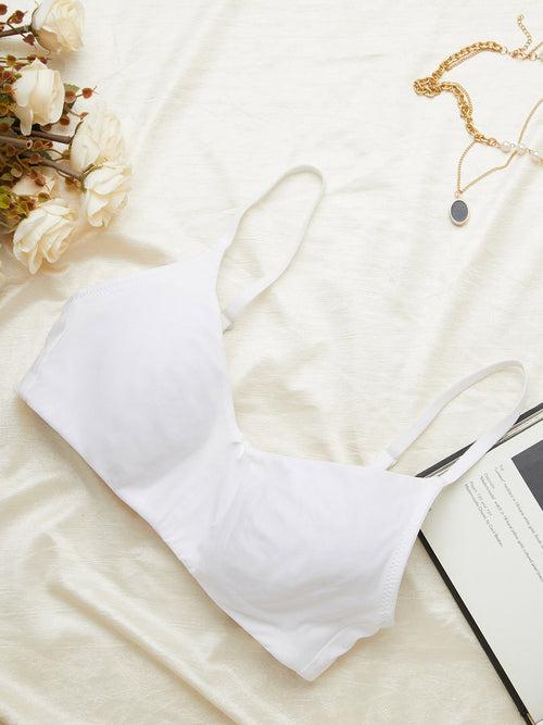 Buy White 3/4th Coverage Non-Wired Simple Bra for Women - Zola