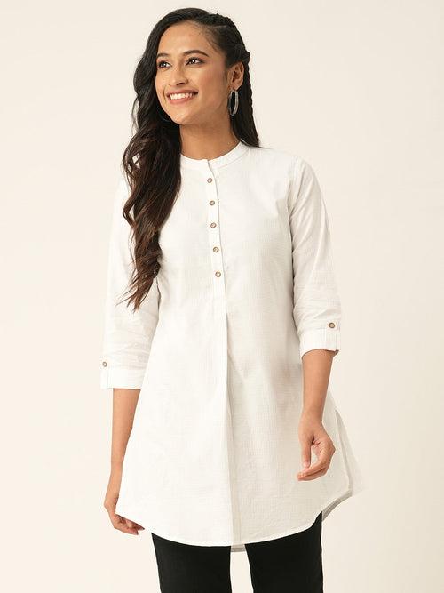 Buy White Cotton Tunics for Women Online in India - Zola