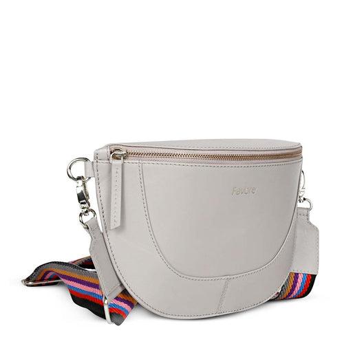 Favore Women Grey Leather Crossbody Fanny Bags