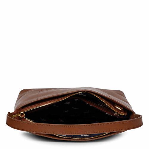 Favore Women Dark Brown Leather Shoulder Bags