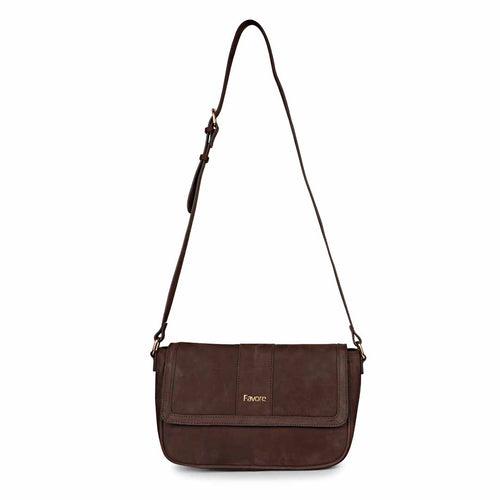 Favore Women Brown Leather Sling Bags