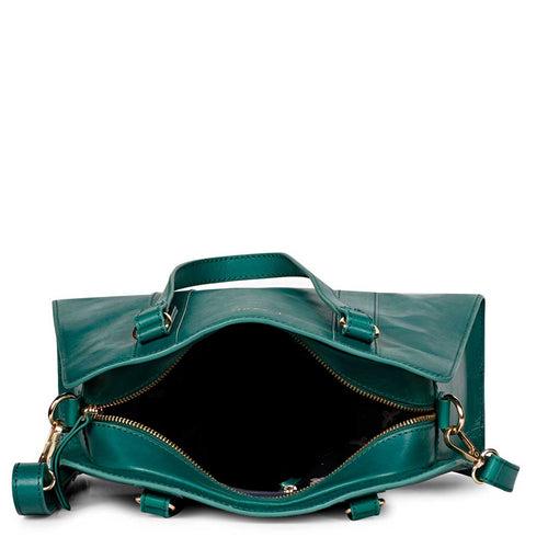 Favore Green Womens  Leather Structured Shoulder Bag