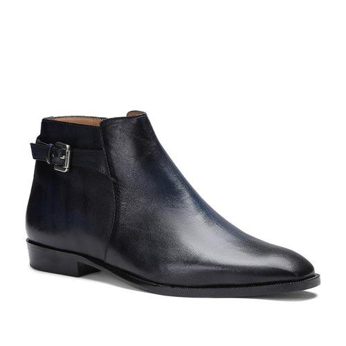 Saint Italiano Dark Blue Two Color Toned Leather Ankle Boots