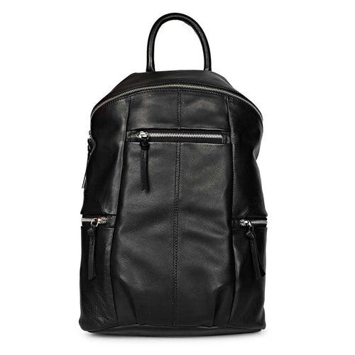 Favore Black Leather Oversized Structured Backpacks