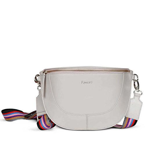 Favore Women Grey Leather Crossbody Fanny Bags