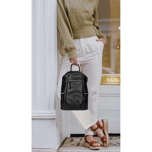 Favore Black Leather Oversized Structured Backpacks