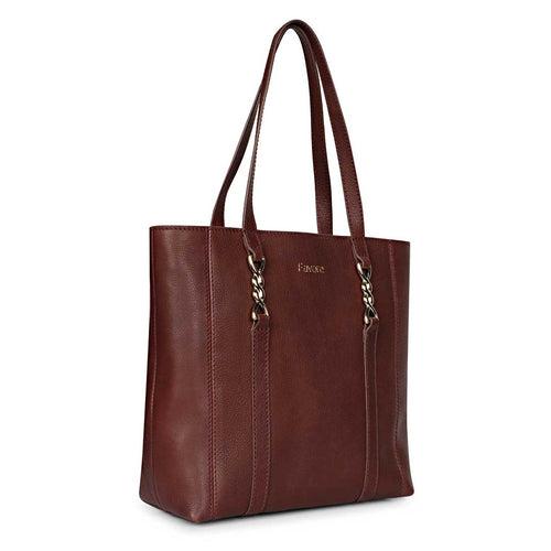 Favore Maroon Womens Leather Shopper Tote Bag