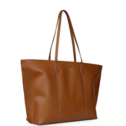 Favore Tan Womens  Leather Structured Shoulder Bag