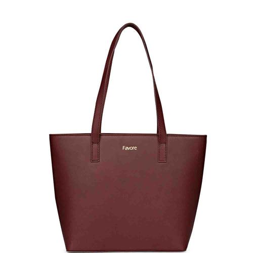 Favore Textured Burgundy Leather Structured Shoulder Bag With a Small Pouch